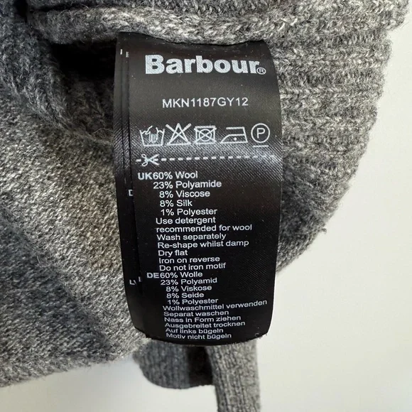 Barbour Mens Tisbury Half Quarter Zip Sweater XXL Grey Heather Wool Silk Classic